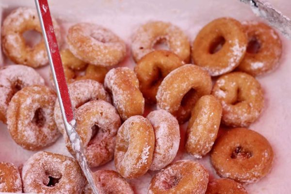 Mini donuts, hot and frosted
