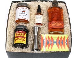 Box with bourbon and treats
